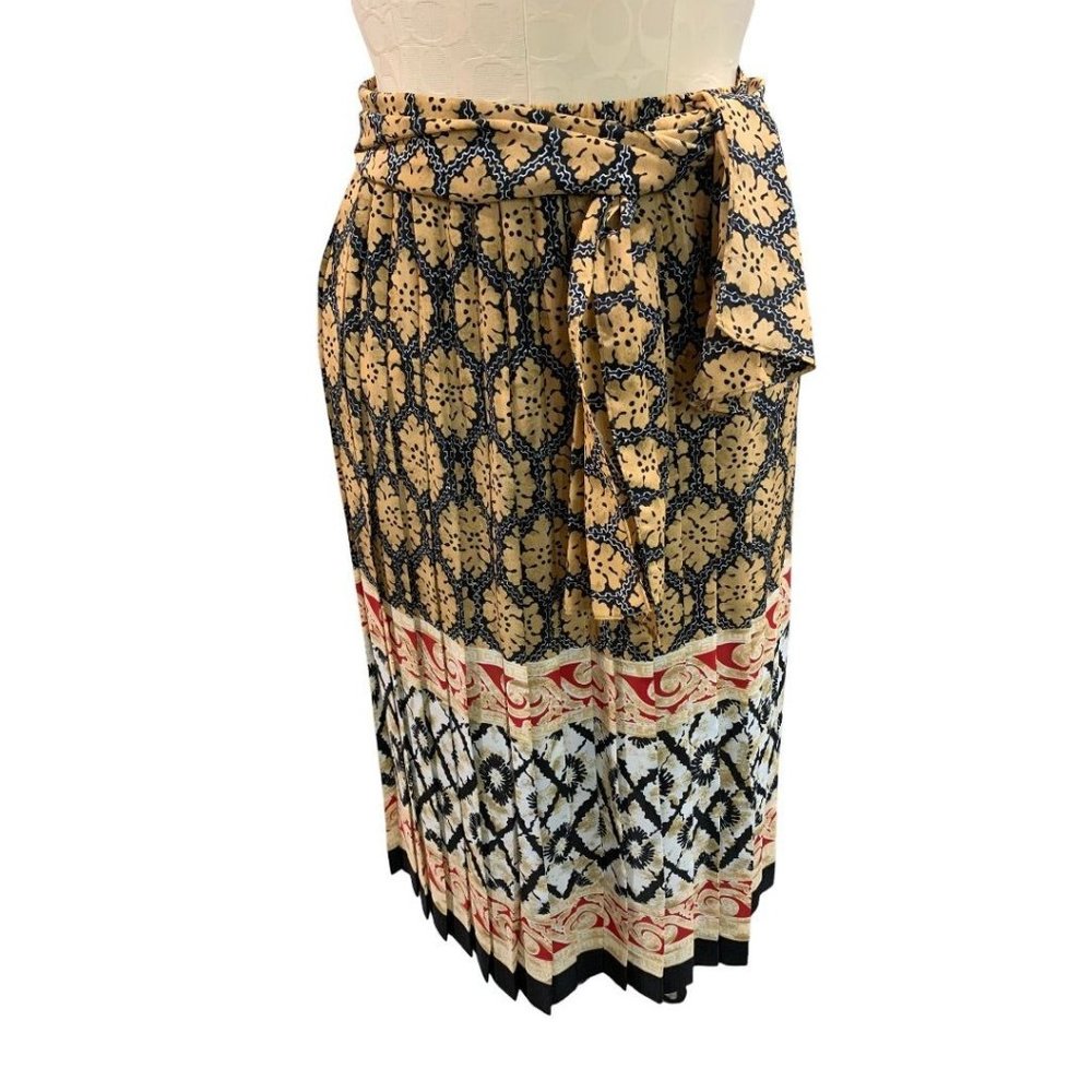 Medium Andrea Gayle 1990s Vintage Pull On Skirt with Sash Belt Pleated New